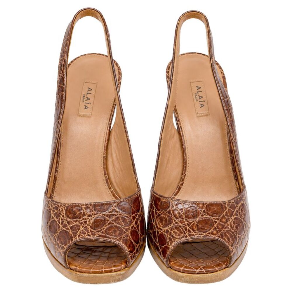 Alaïa Open Toe High Heels in Animal Print Leather